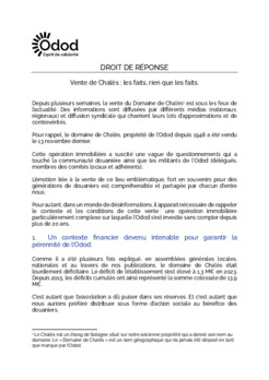 Vente de Chalès : les faits, rien que les faits.